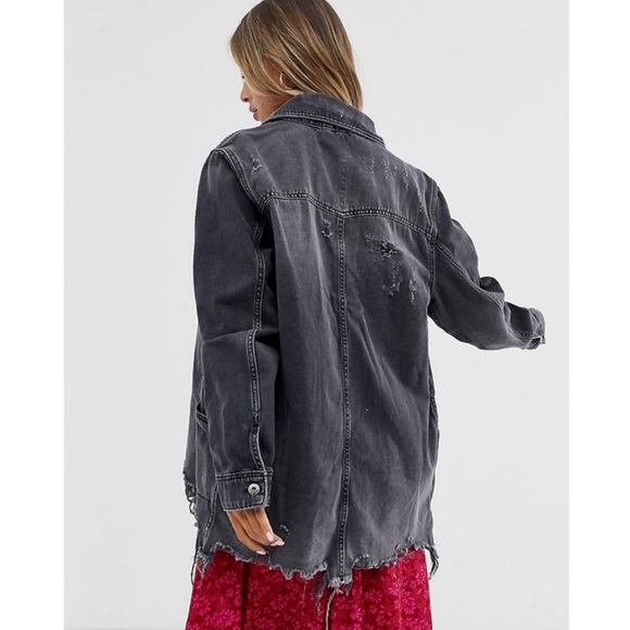 Free People Moonchild Denim Distressed Shirt Jacket - Picture 4 of 11